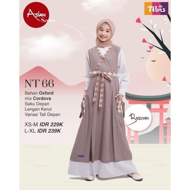 NIBRAS TEEN (NT 66 BROWN,PINK,TURQUISE) gamis remaja nibras
