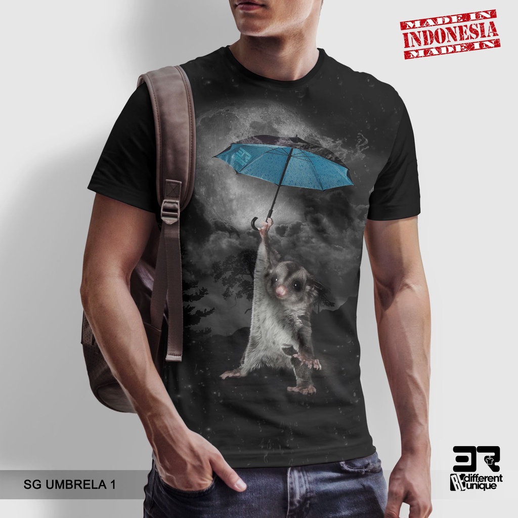 [ COD ] KAOS PRINTING GAMBAR SUGAR GLIDER UMBRELLA - BAJU DISTRO ORIGINAL MOTIF HEWAN LUCU MAMALIA S