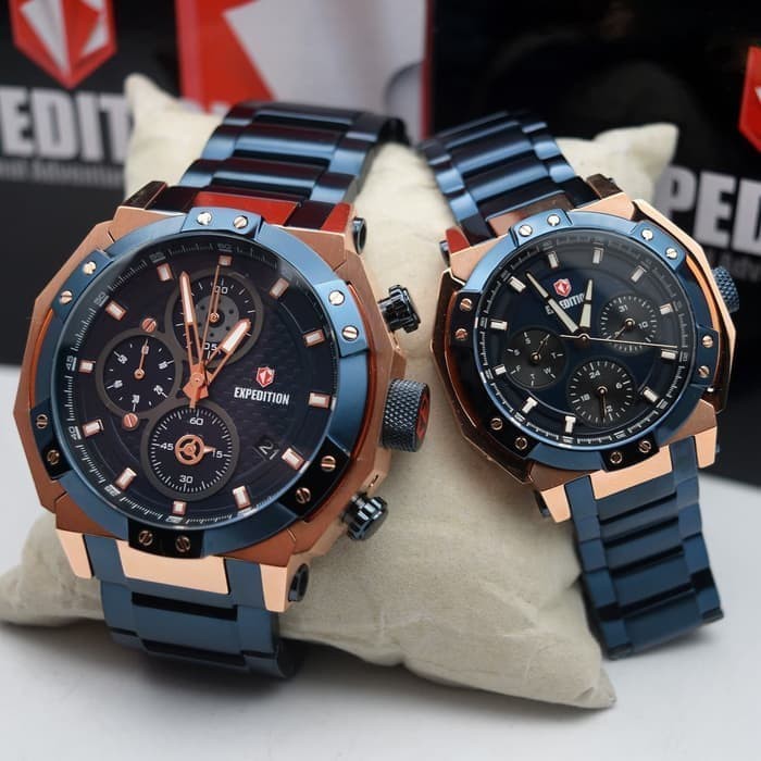 Hot Sale JAM TANGAN COUPLE EXPEDITION E6385 / 6385 ROSEGOLD BLUE ORIGINAL Terlaris