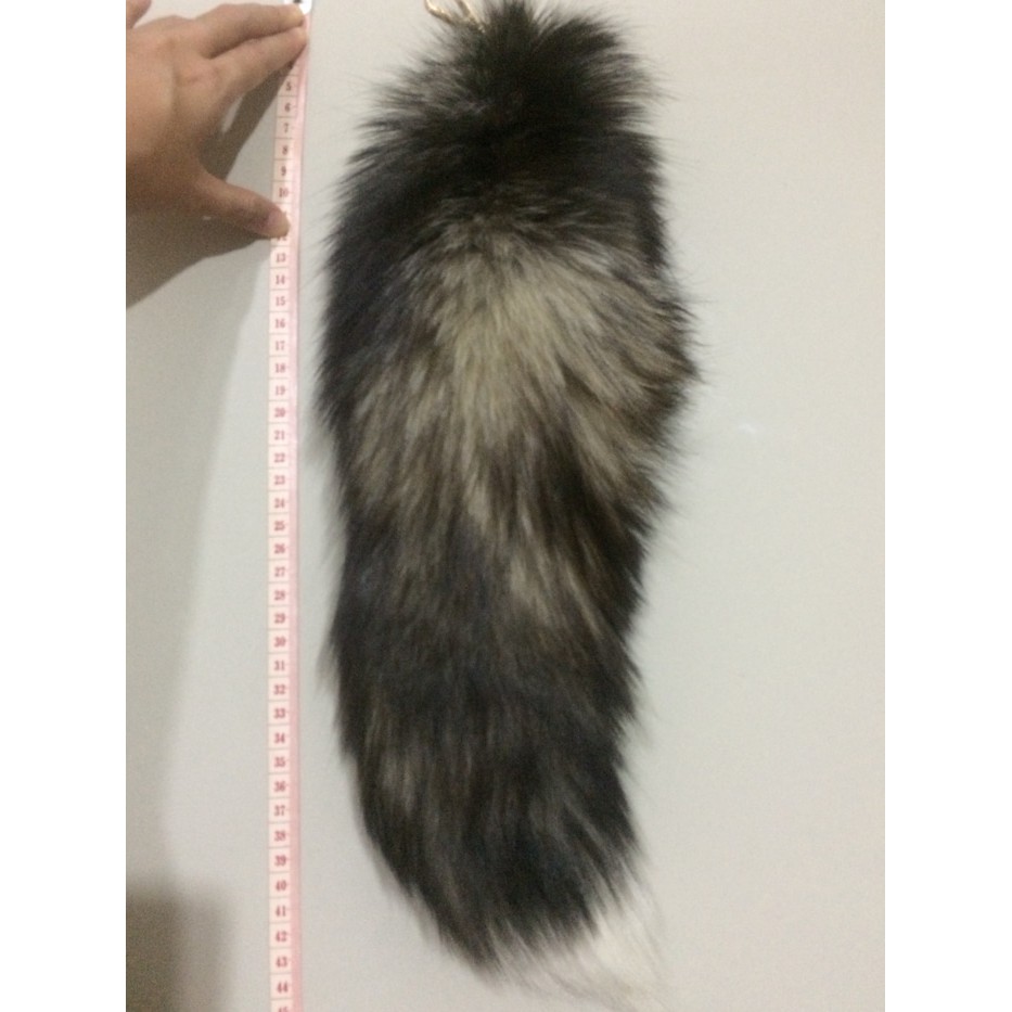 gantung kunci bulu ekor rubah fox tail keychain
