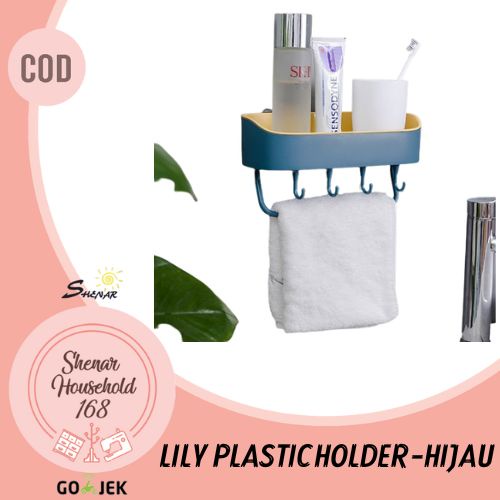 SHENAR , RAK TEMPEL LILY PLATIC HOLDER  RAK DINDING SERBAGUNA RAK TEMPEL DAN GANTUNGAN KAMAR MANDI DAPUR TANPA PAKU / RAK GANTUNG / RAK PLASTIK / BATHROOM / RAK DINDING SERBAGUNA / RAK DINDING - BISA COD