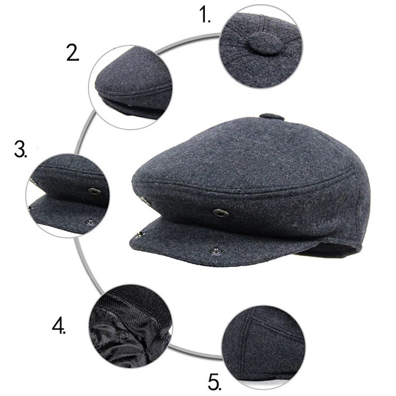 Topi Hangat Pria Beret Hat Men Earflap kupluk cowok import bonnet cap chapeu