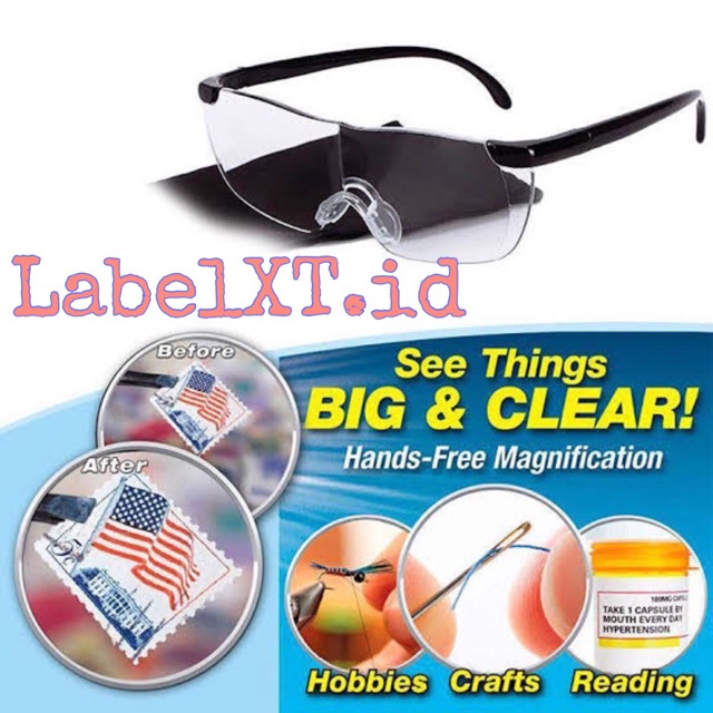 Big Vision Magnifier Glasses / Kacamata Pembesar
