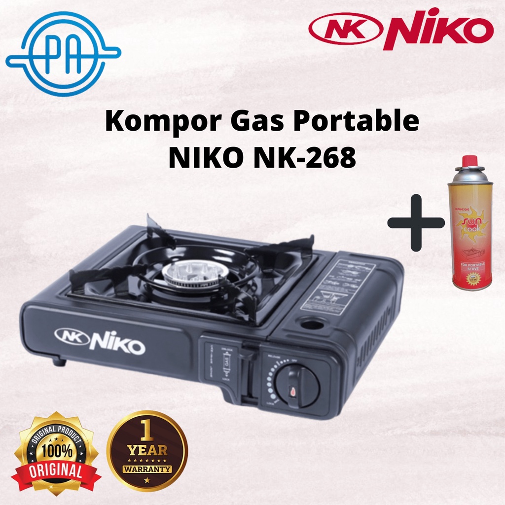 KOMPOR GAS PORTABLE Niko NK-268 Kompor Portable 2in1 Kompor Piknik