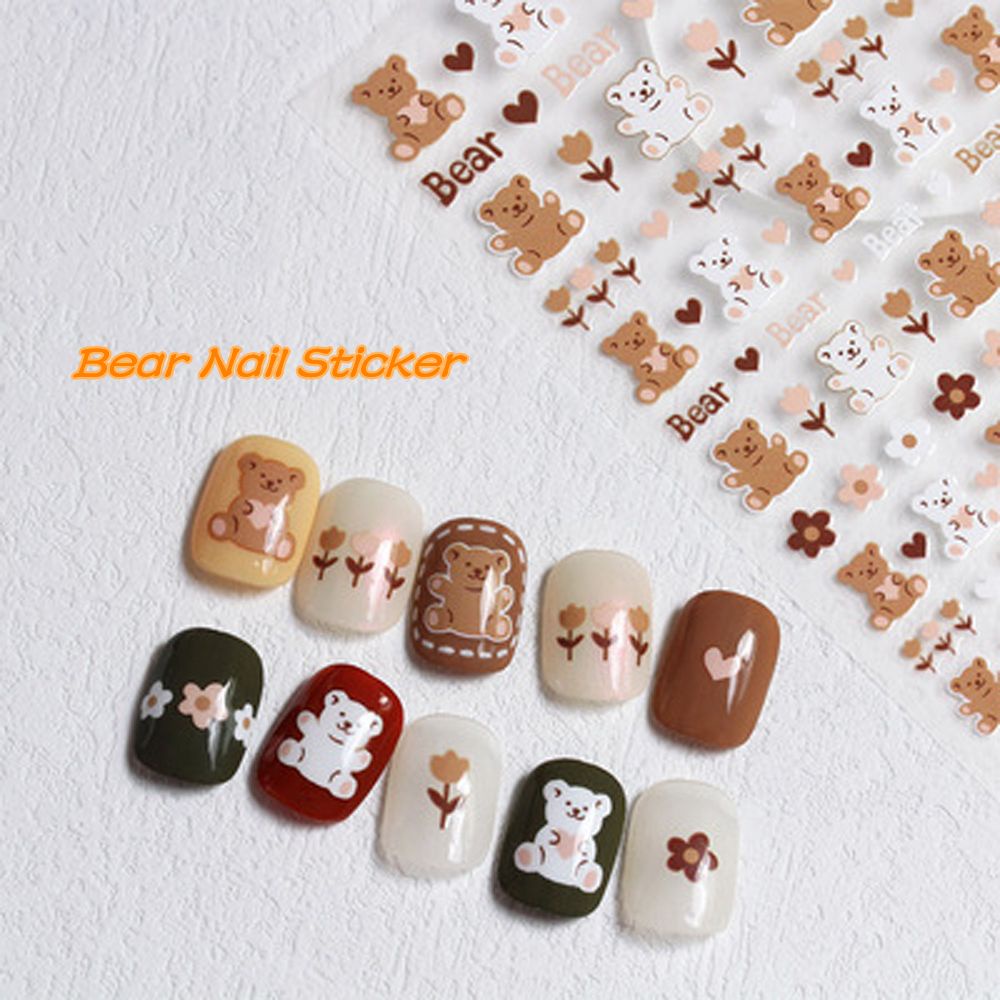 Mxbeauty Stiker Kuku Motif Kartun Bunga / Unicorn / Tupai / Kotak-Kotak Untuk Aksesoris Nail Art / Manicure Diy