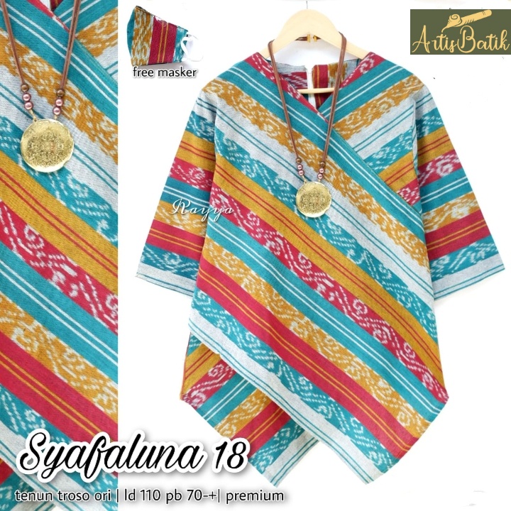 JUMBO LD 110 XXXL BIG SIZE SYAFALUNA 18 BLUS BATIK MOTIF BLUS TENUN SONGKET ORI PREMIUM  SERAGAM KAN
