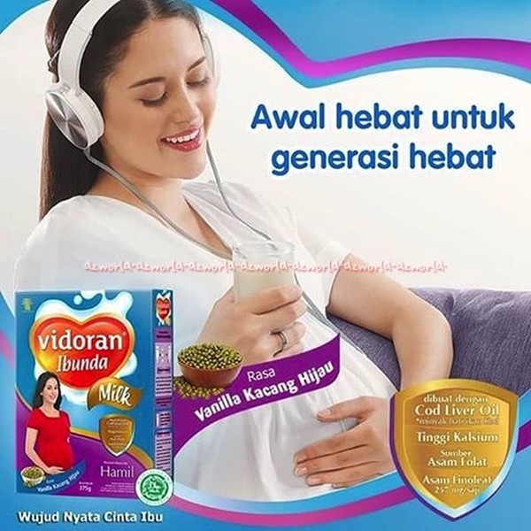 Vidoran Ibunda Milk Susu Ibu Hamil 350gr Rasa Coklat Kacang Hijau Mengandung Minyak Hati Ikan Kod