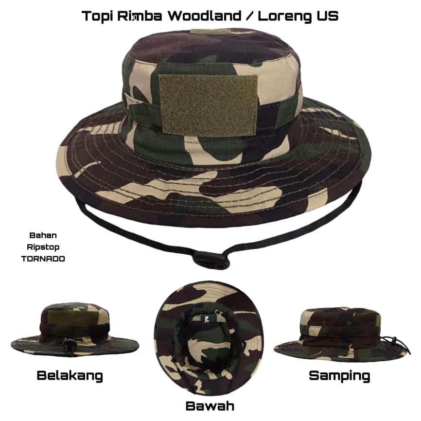 Topi Rimba Outdoor Tactical Loreng WoodLand Pria/Wanita