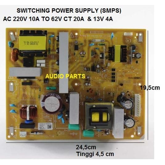 Langsung Order SMPS -014 Switching Power Supply 62V CT 20A & 13V 4A  PCB 1 Susun Diskon