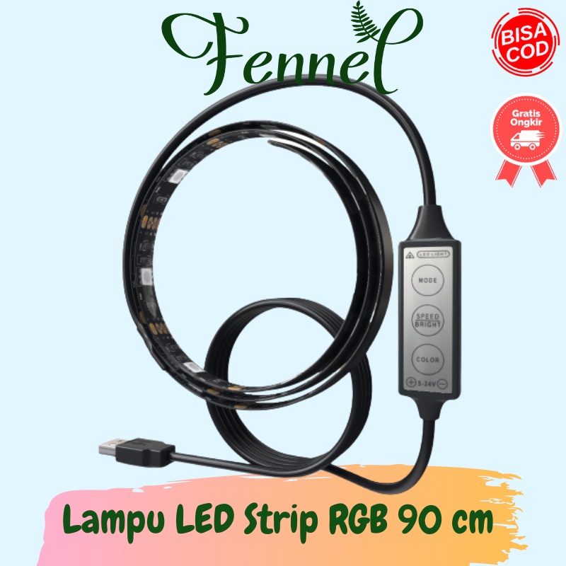 Lampu LED Strip RGB Waterproof 5050 90cm with Controller USB 5V L5