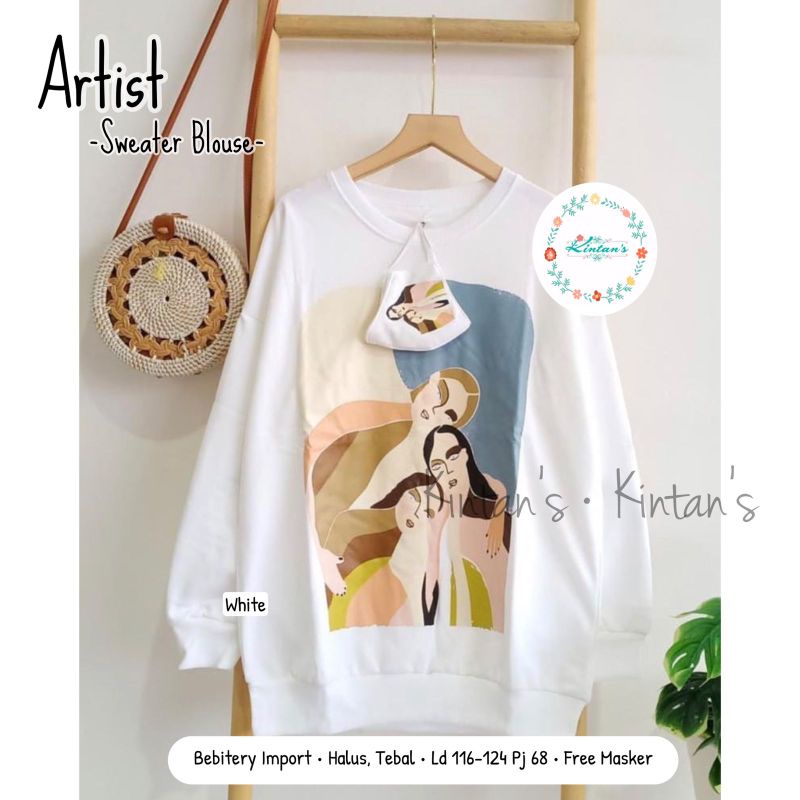 Blouse muslimah halus / Artist sweater blouse by kintans / Sweater muslimah modern