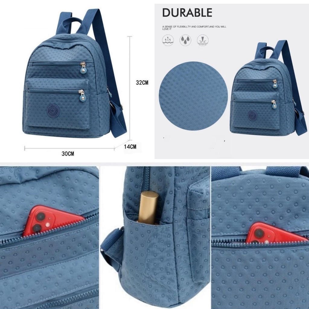 TAS RANSEL WANITA KOREA BACKPACK IMPORT BIRU GENDONG PUNGGUNG ALICIA TA572B3 SEKOLAH KULIAH KERJA FASHION REMAJA KEKINIAN SIMPLE BRANDED BATAM PREMIUM