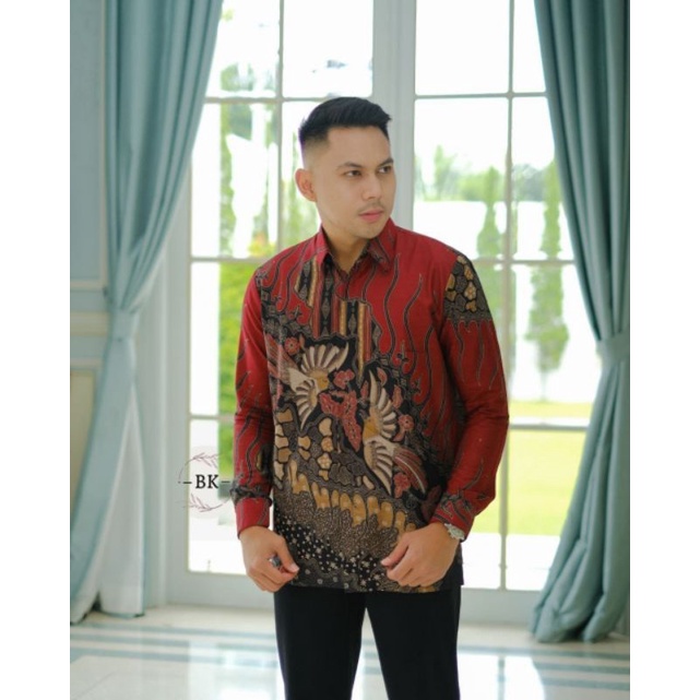 KEMEJA BATIK PRIA LENGAN PANJANG SIZE M L XL XXL BAJU BATIK KANTOR