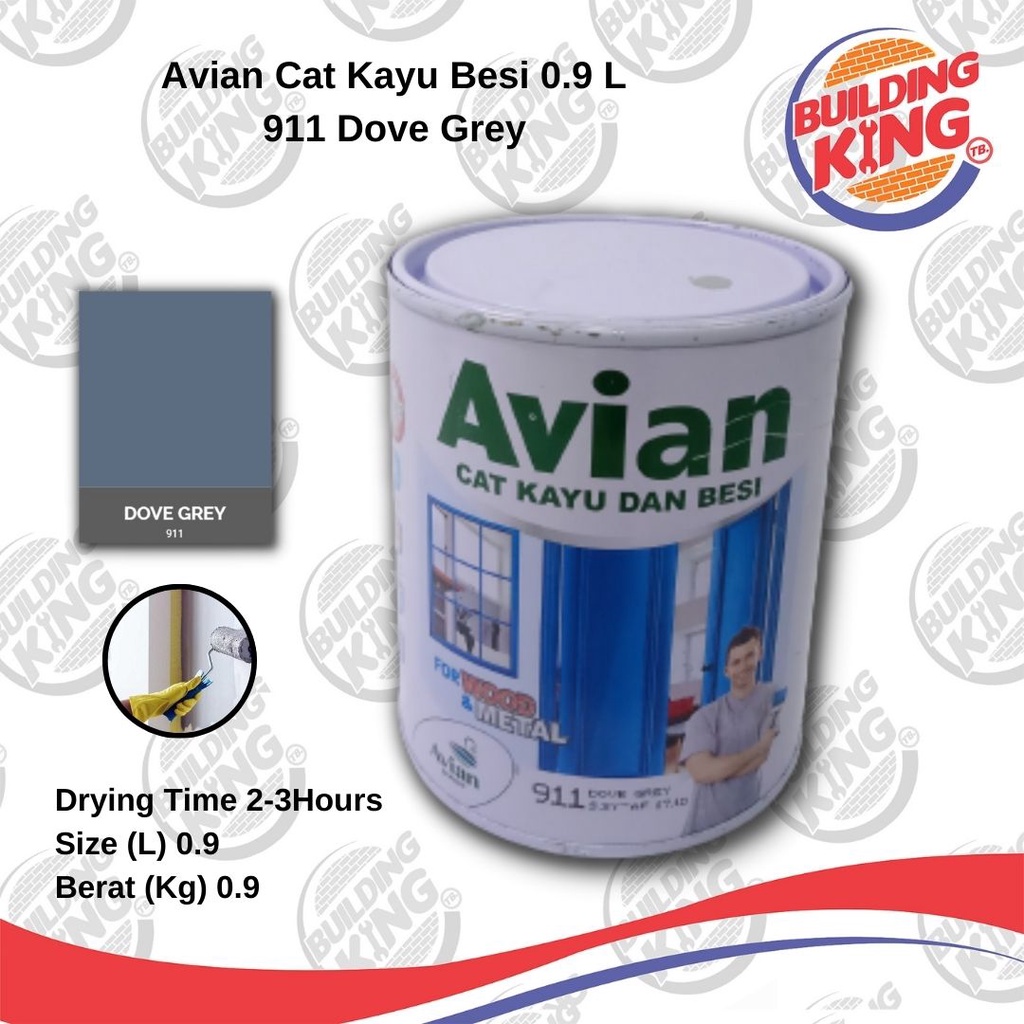 Cat AVIAN Besi Kayu 1 Kg 0,9L Abu Dop 911 Dove Grey 1Kg Abu Doff