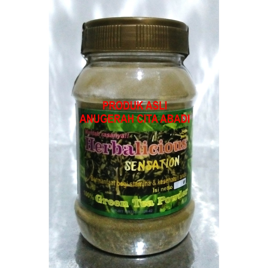 

Teh Hijau Bubuk Herbalicious Sensation Pure Green Tea Powder 100gr/250gr Toples Plastik