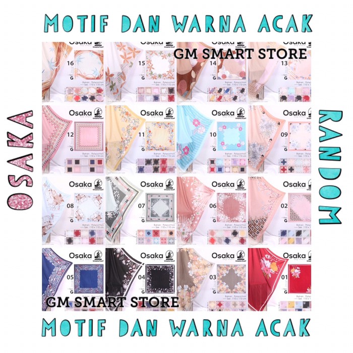 TERBARU Kerudung Umama Osaka Motif Segi Empat Jilbab Hijab