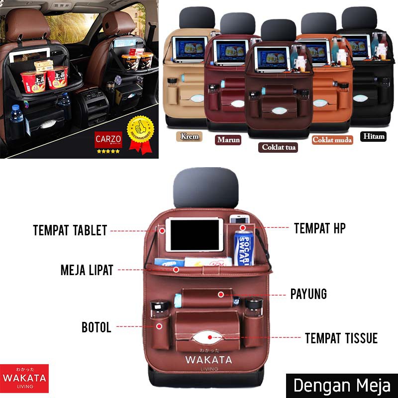 Car Seat Organizer Mobil Kulit Leather Premium Tas Jok Belakang Mobil Multifungsi Carzo Smart Seat