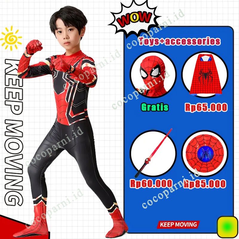 Cosplay cowok Kostum Iron spiderman homecoming far from home anak superhero avengers