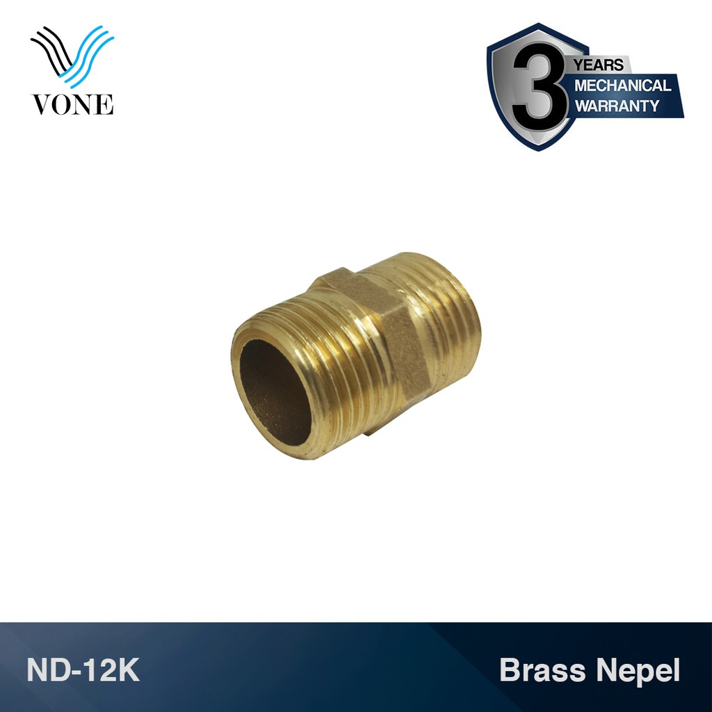 VONE ND-12K Nepel Double 1/2" M x 1/2" M Sok Keran Kuningan