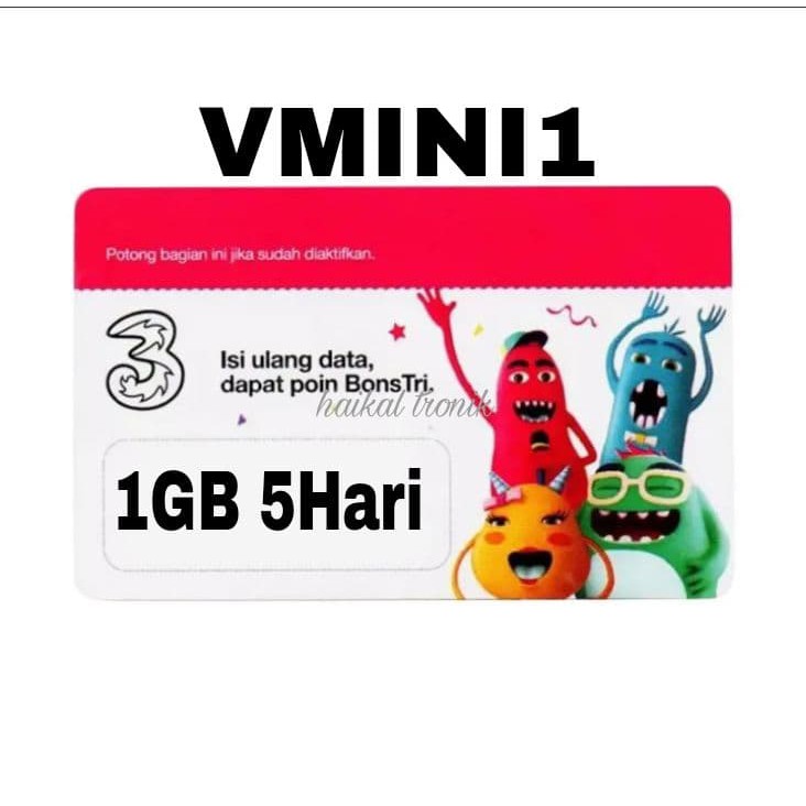 Voucher kuota data TRI 1GB 5 Hari