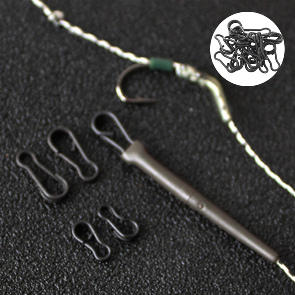 LANFY 30pcs/lot Connector Matte Black  Tackle Clips Carp Fishing Quick Change Fishing Tools Easy Link  Rolling Swivels Durable Terminal