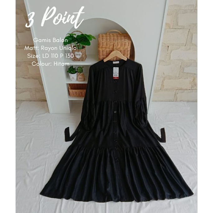 gamis balon bahan rayon twill