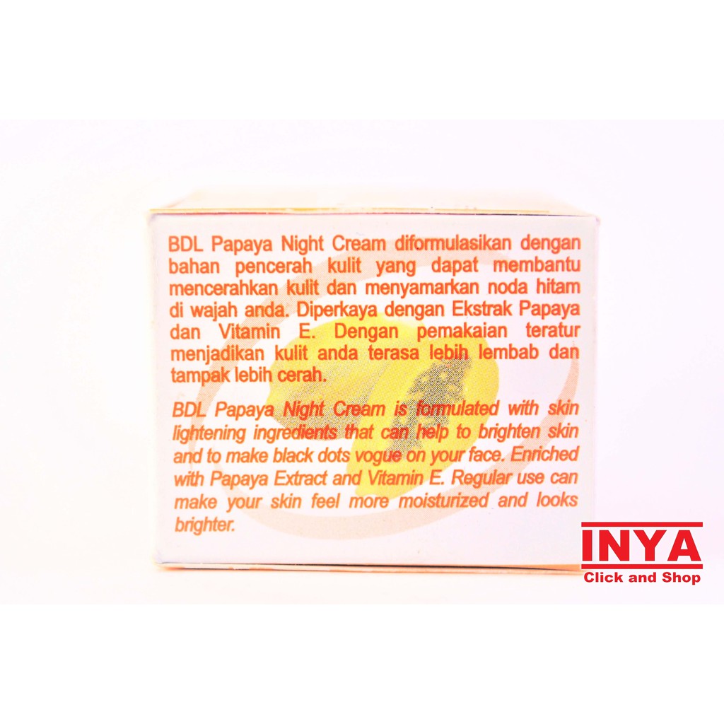 Krim Muka Malam BDL PAPAYA NIGHT CREAM with Vitamin E 20gr