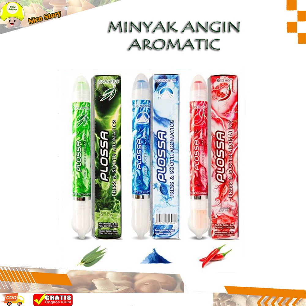 (NCS) PLOSSA minyak angin aromatic aroma therapy 4 in1 Inhaler dan Roll On