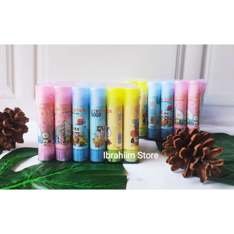 (ISI 24 PCS) LEM STIK KARAKTER BTS LEM BTS MURAH LEM KERTAS LEM STICK MURAH LEM KERTAS KECIL 10g GLUE STICK / GLUE STICK FANCY LEM KERTAS STICK