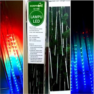 Lampu meteor LED RGB set 8 batang