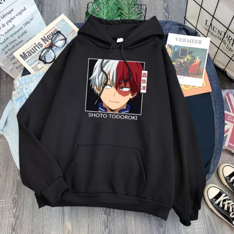 hoodie anime my hero academia SHOTO TODOROKI bahan fleece ready S M L XL XXL XXXL XXXXL anak tanggung sampai bigsize