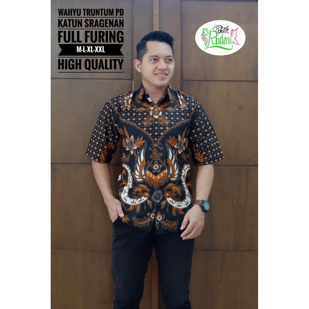 WAHYU TRUNTUM Kemeja Batik Pria Full Furing Katun Sragenan