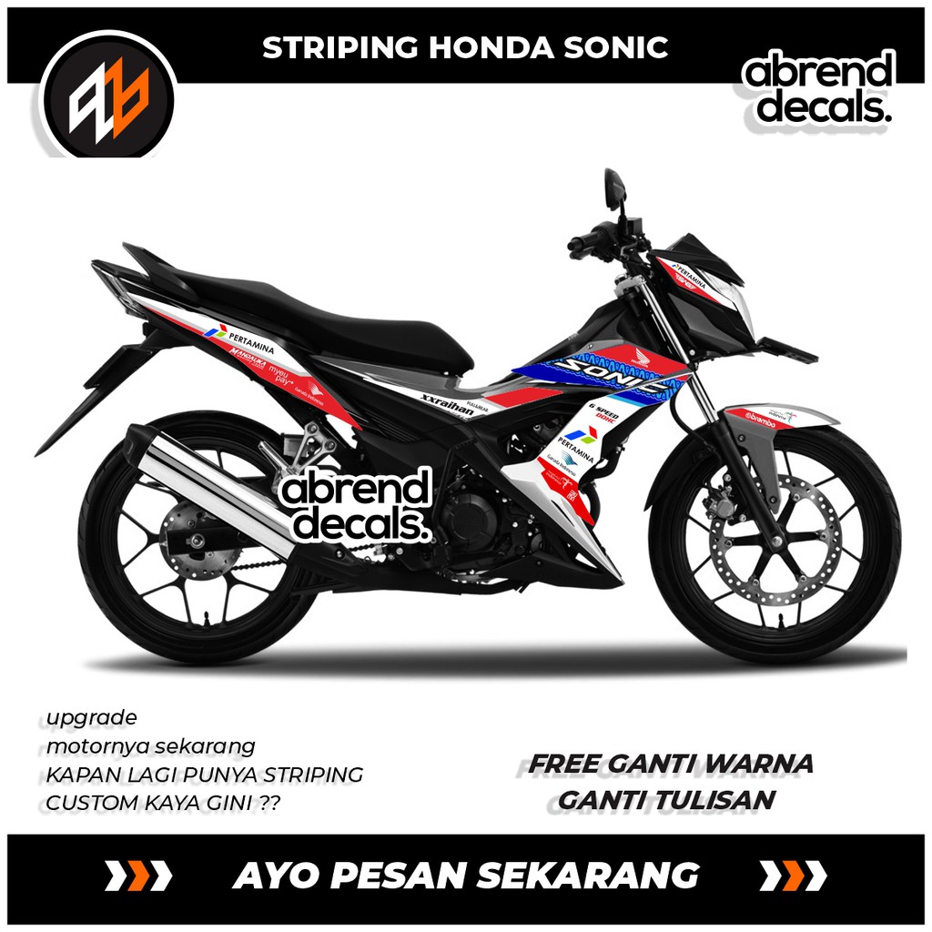 STRIPING HONDA SONIC PERTAMINA MANDALIKA STOCK DECALS / STRIPING MANDALIKA / MOTO GP PERTAMINA