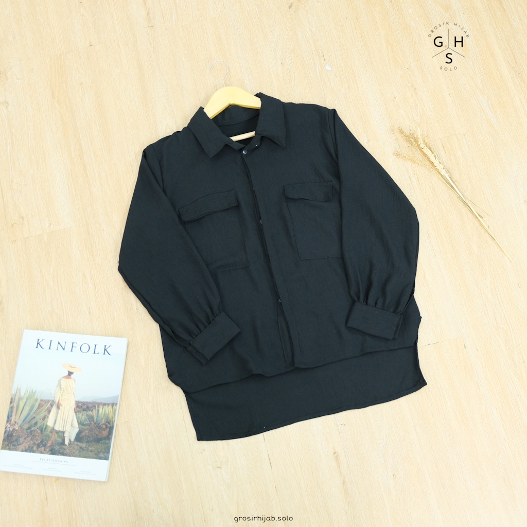 (AMD) KEMEJA ANGGITA BLOUSE ATASAN WANITA SHIRT-K ANGGITA HITAM