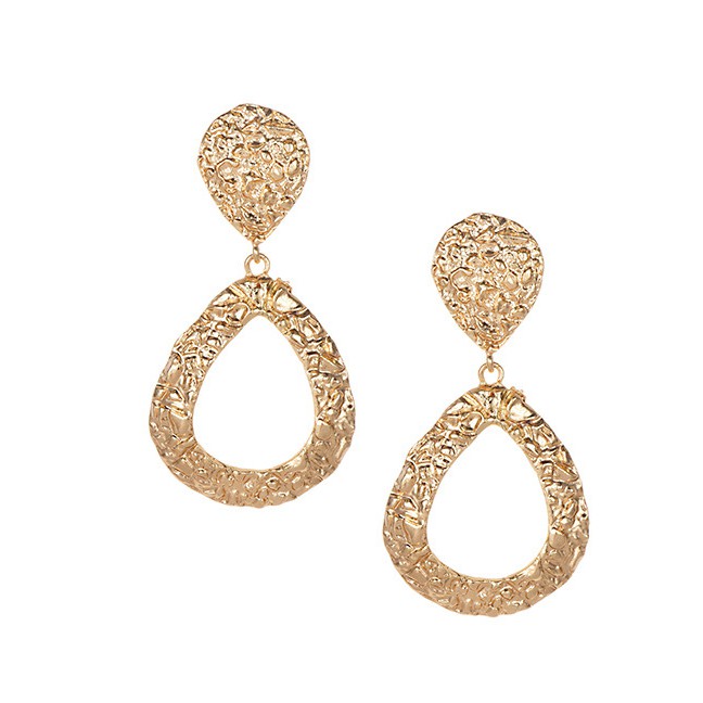 LRC Anting Tusuk Fashion Alloy Large Water Droplets Hollow Earrings F3290X