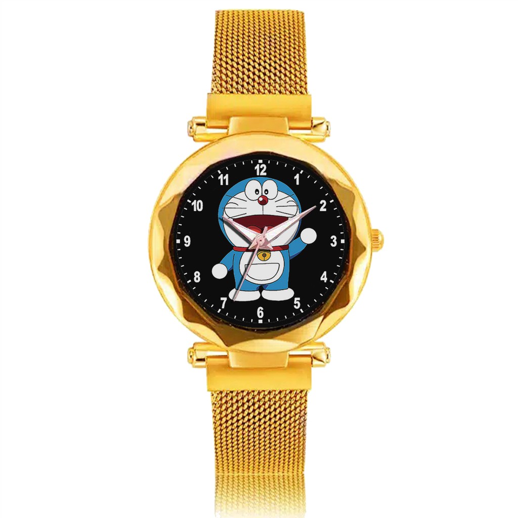 Jam Tangan Wanita Custom - DORAEMON MOTIF 4 Free Box &amp; Batre Cadangan