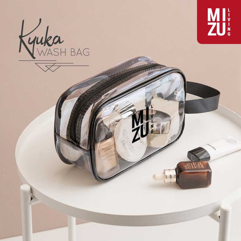 MIZU KYUKA Wash Bag Clear PVC Transparent Cosmetics Travel Makeup Bag Tas Kosmetik Bening Transparan