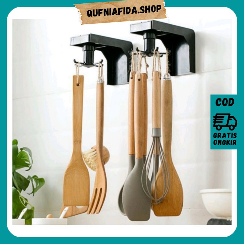 Rak Sutil Gantung Alat dapur Rak Spatula Putar Gantungan Sutil Organizer Alat Masak Hook Minimalis T