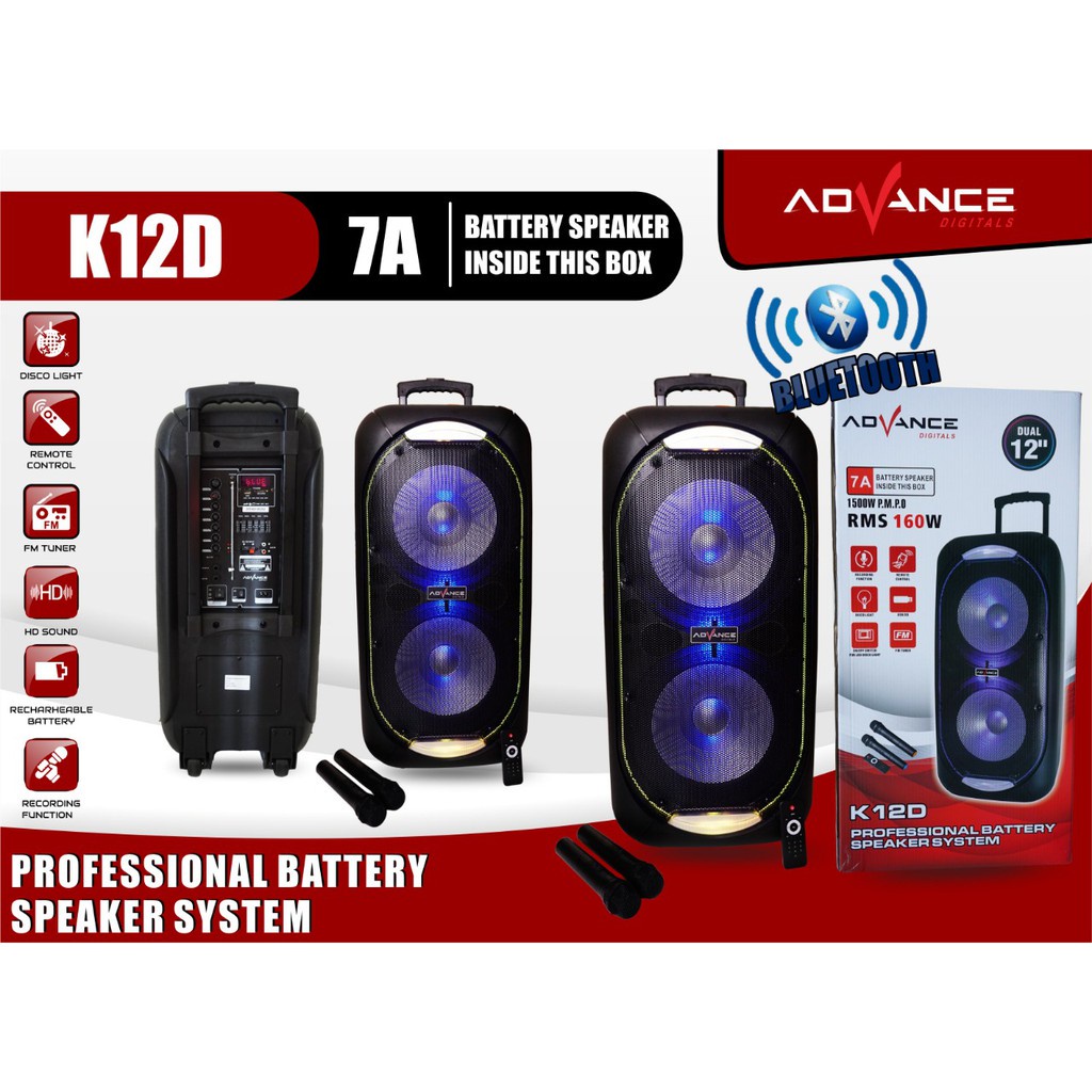 K - 12D Speaker Bluetooth / Speaker Meeting Advance / Speaker DOUBLE WOOFER 12 INCH