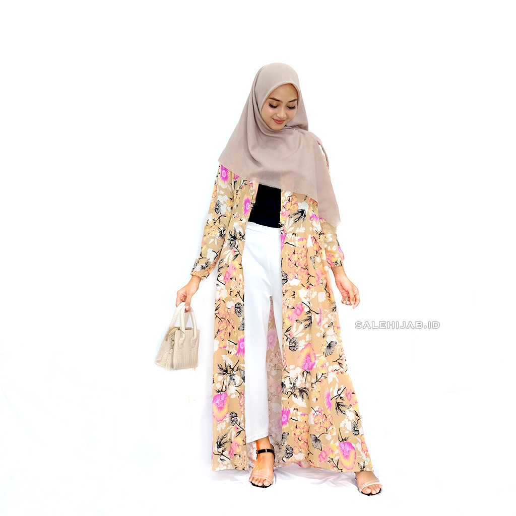 OSAKA LONG DRESS Belah Tengah - tunik panjang motif bunga