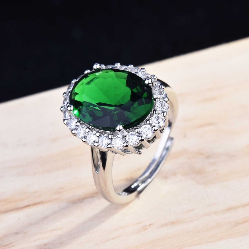 Oval Luxury Green Diamond Ring