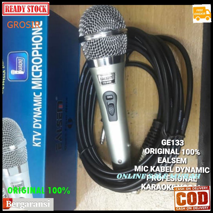 G133 Ealsem original 100% mic kabel dynamic Microphone cable karaoke mik vocal vokal profesional pro mikrophone musik music audio sistem sound system panggung dj studio G133   Tidak pakai baterai langsung colok aja  BISA DIGUNAKAN KE SEGALA ALAT AUDIO  Ba