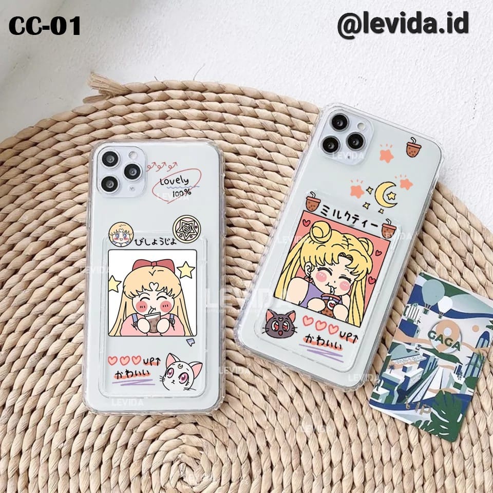 Case Slot Kartu Gambar CC-01 Card Case Bening Case Vivo Y21A Vivo Y21T Vivo Y30  Vivo Y91 Vivo Y95 V