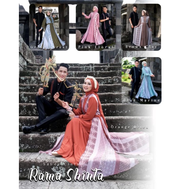 Gamis Set Sarimbit Rama Shinta Puan (Set Pasmina)