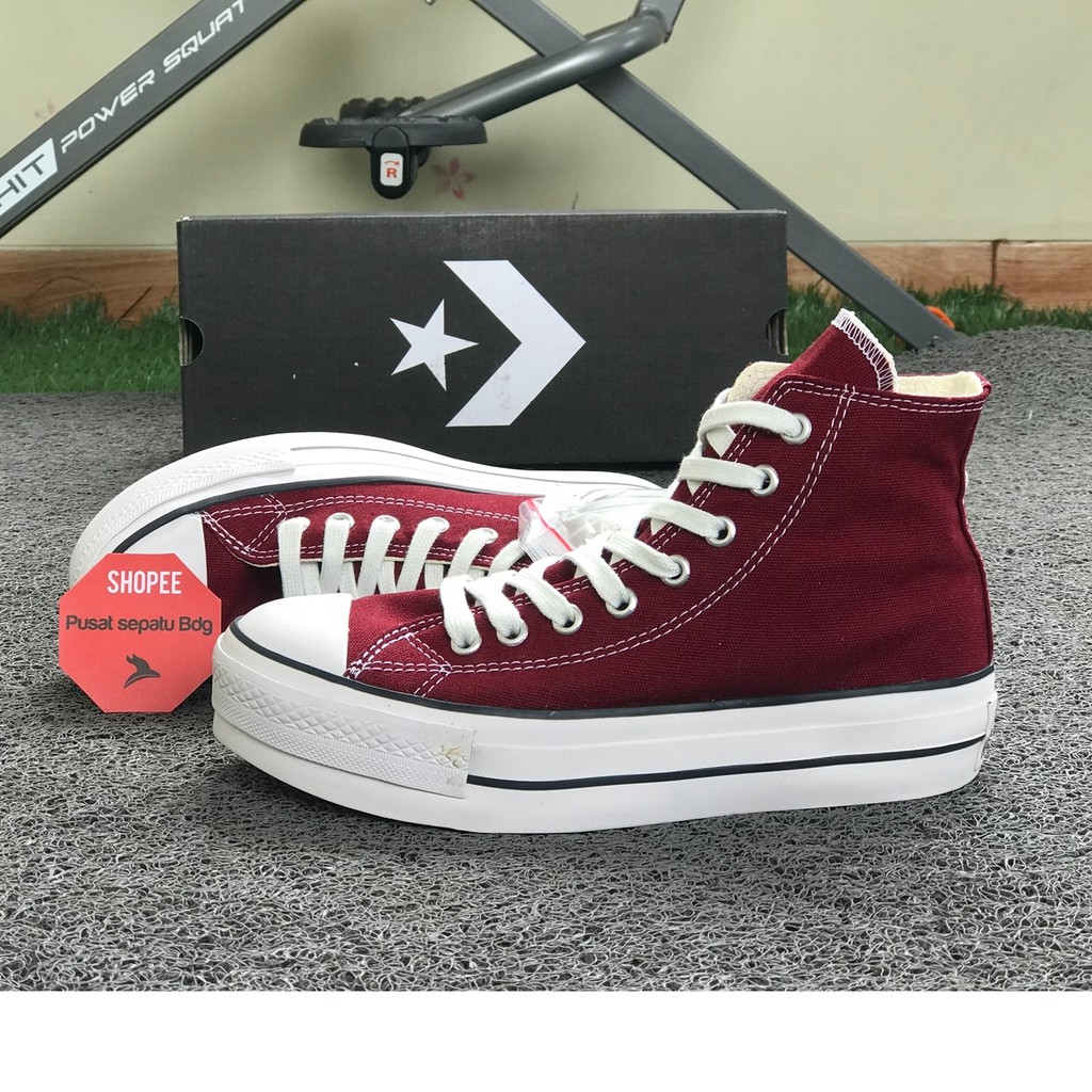 Sepatu Converse Hak Tinggi Platform Maroon