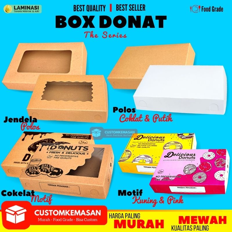 Box Donat, Dus donat, Kotak Donat, Kemasan Donat, Tempat donat, box donat besar, custom box donat