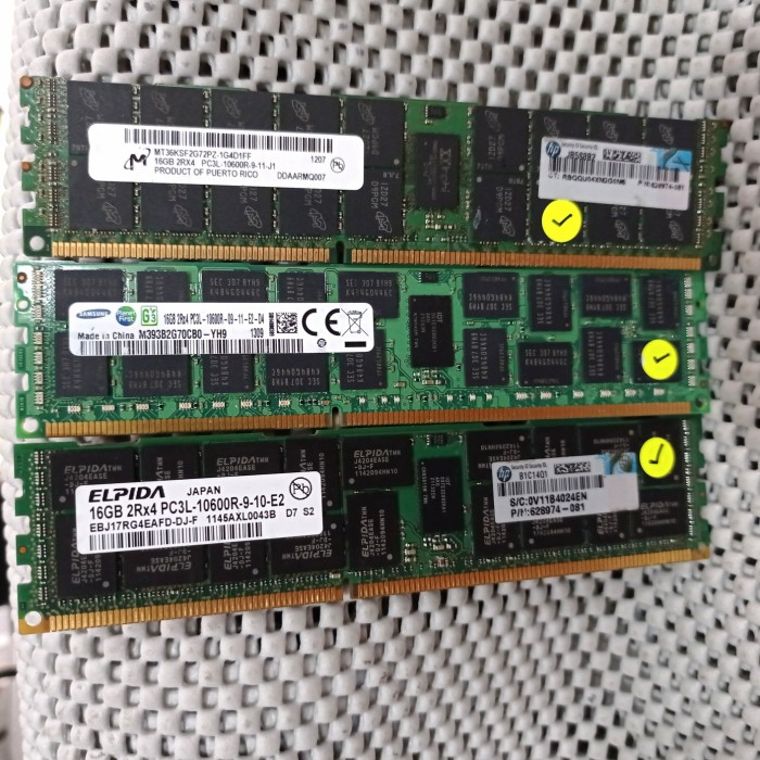 Ram memory Server 16GB PC3L DDR3L 2rx4 10600R Samsung Micron Elpida
