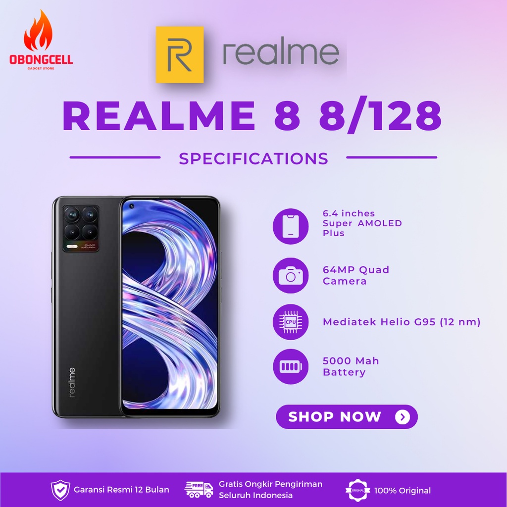 Realme 8 [8/128 GB] Garansi Resmi