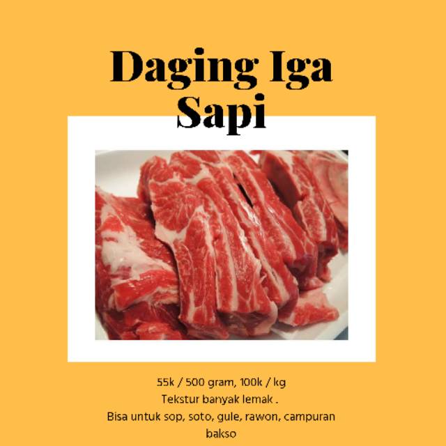 

Daging Iga Sapi 250 gram, 500 gram, 1 kg