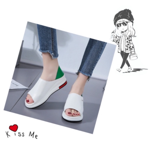 TBIG [COD] Sandal Wedges Slop Wanita SUPERSTAR Import Korea Style Santai Wanita Remaja